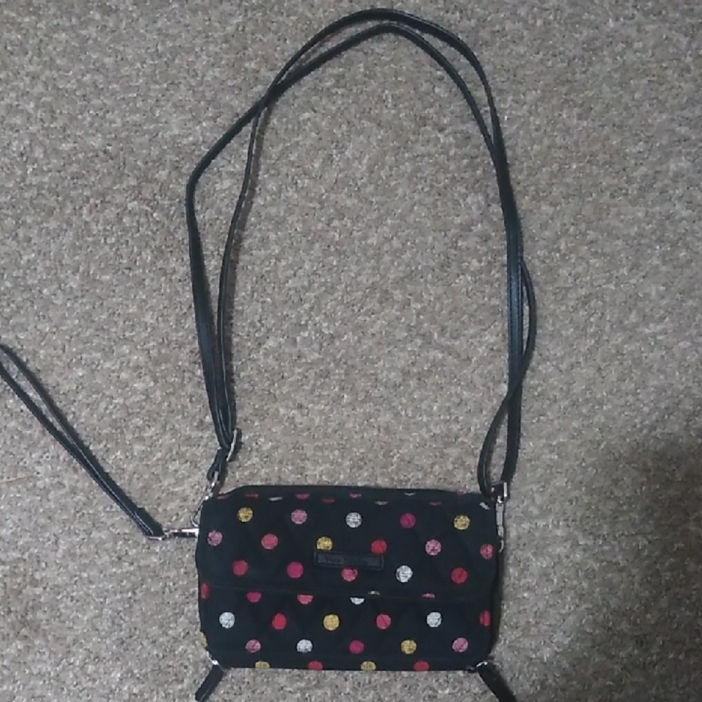 Polka Dot Crossbody Bag - Black with Multicolor Dots